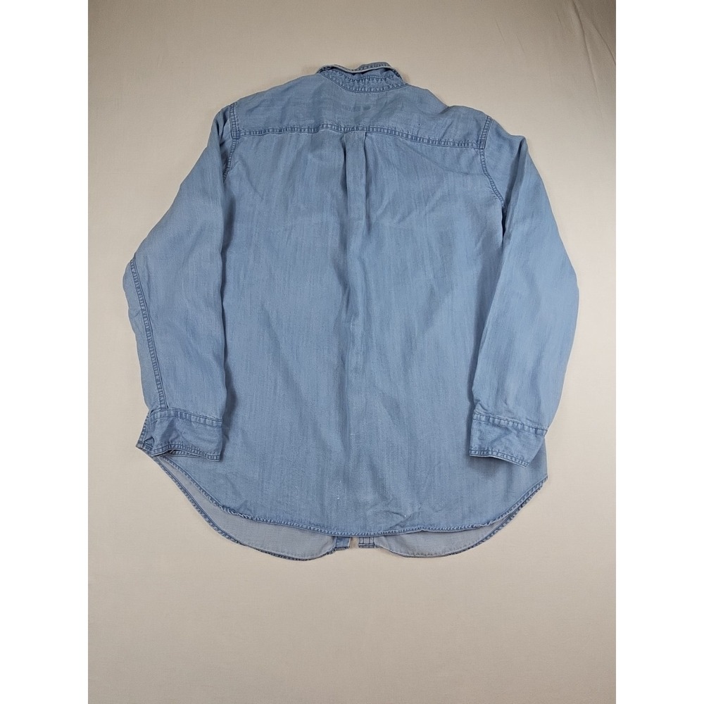 CHAPS Women's Pluss Size 1X Chambray Blue Shirt Button Up Long Sleeve 100% Lyoce - Picture 3 of 16